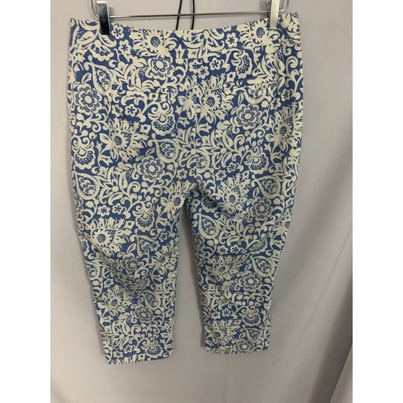 Talbots The Perfect Skimmer Petite Blue Floral Women’s SZ 8P Capri Chino Pants - Picture 3 of 5